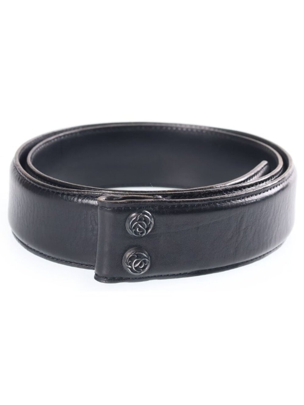 Chrome Hearts 1.5 Strap Floral Label Rivets Leather Belt Black